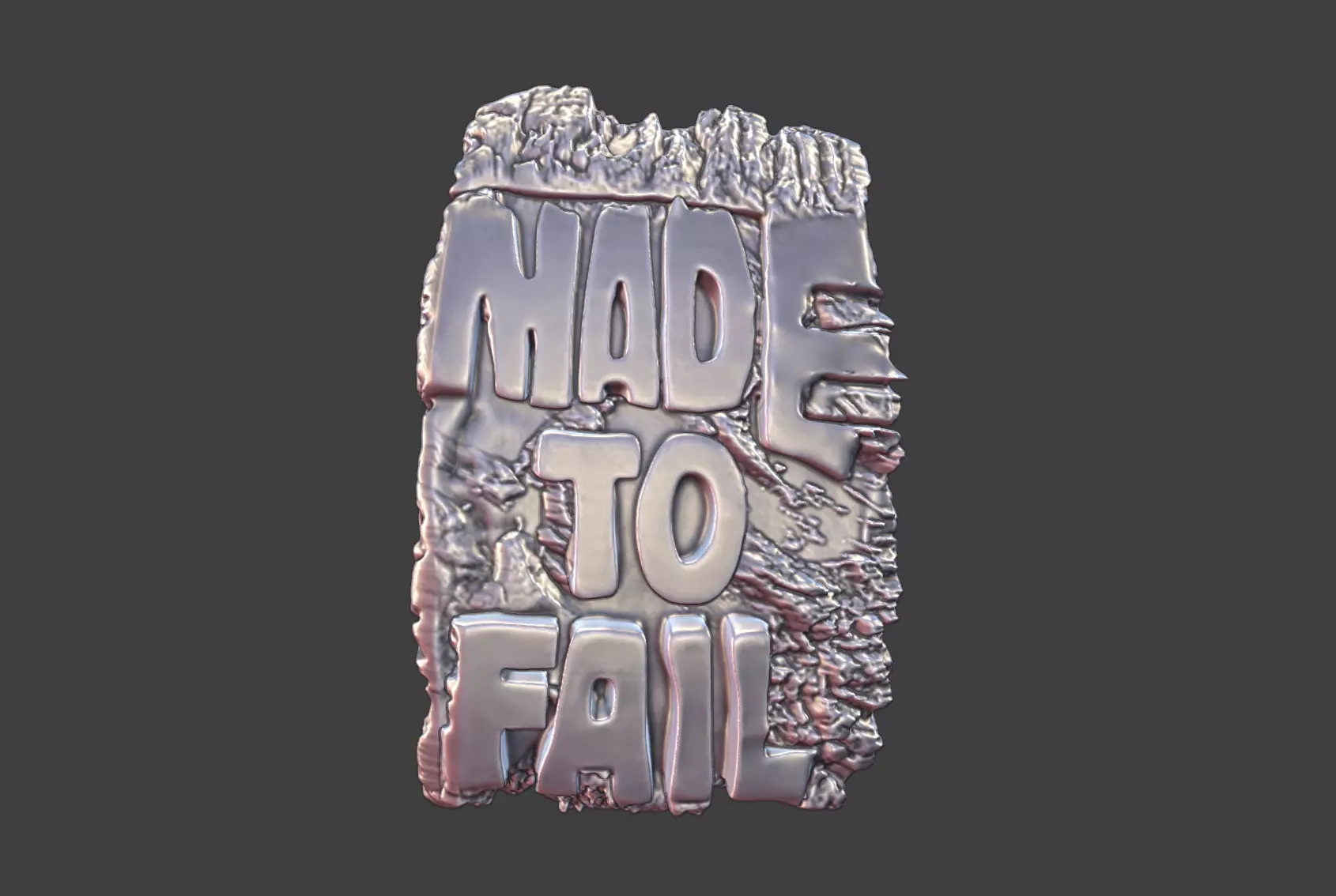 MADE TO FAIL Rough Stone Texture Band Ring Silver Jewelry 3D print model