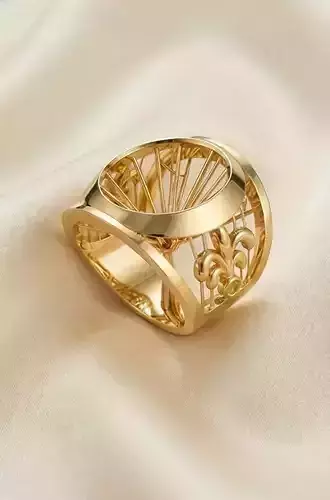 Architectural Openwork Ring Editable 3D Jewelry Model