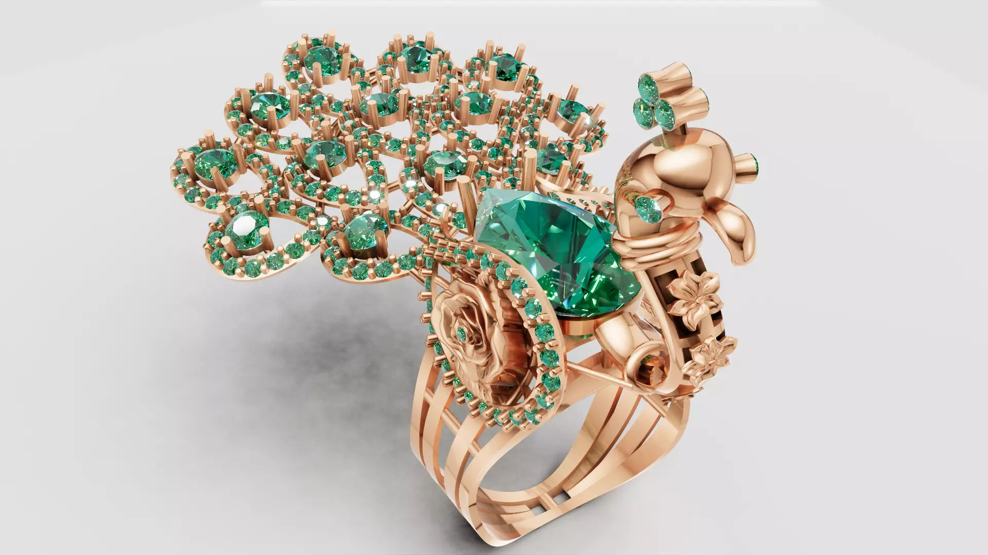 Emerald Garden Couture Ring 3D print model