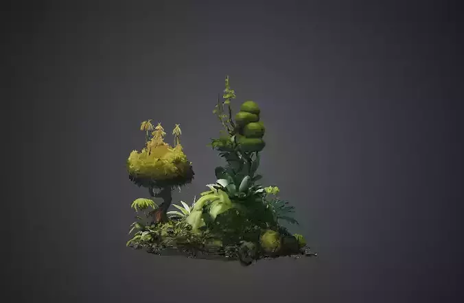 Tropical foliage 3D model Nature Plants Botanical Designs  Low-poly 3D model 2