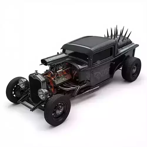 Gothic Spike-Back Coffin  Rod 3D Model