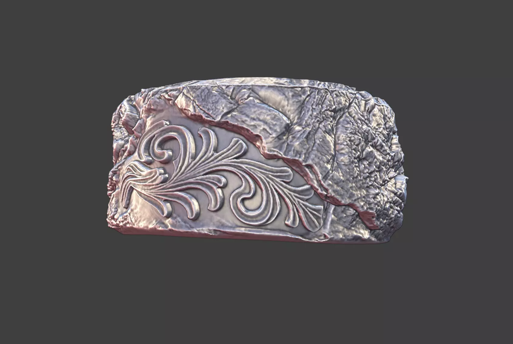 Rough Stone Texture Ring With Cracked Scrollwork jewelry model 3D print model