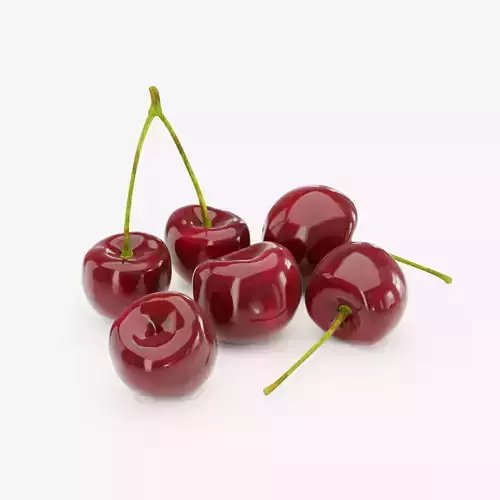 Realistic Cherries Fruit Set 3D Model Low-poly 3D model 3