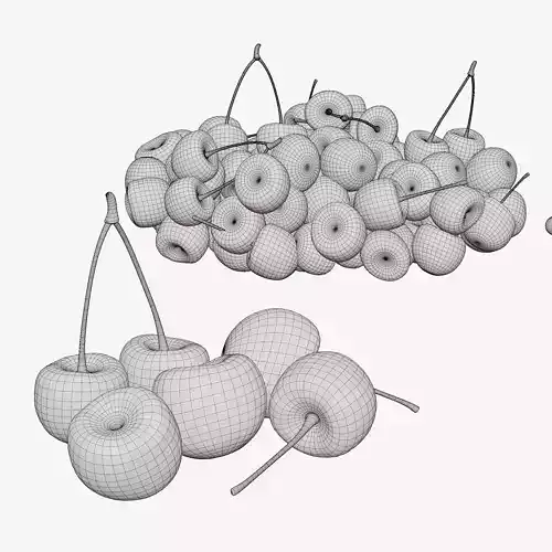 Realistic Cherries Fruit Set 3D Model Low-poly 3D model 7