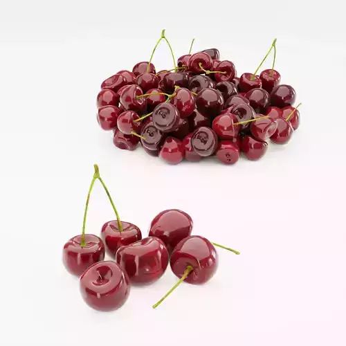 Realistic Cherries Fruit Set 3D Model Low-poly 3D model 2