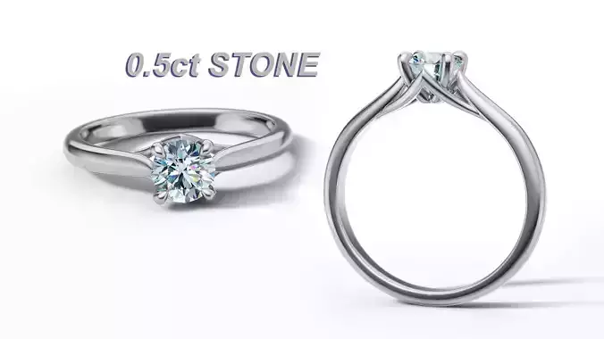 Solitaire Ring Engagement Ring Trellis Half Carat Diamond Rings