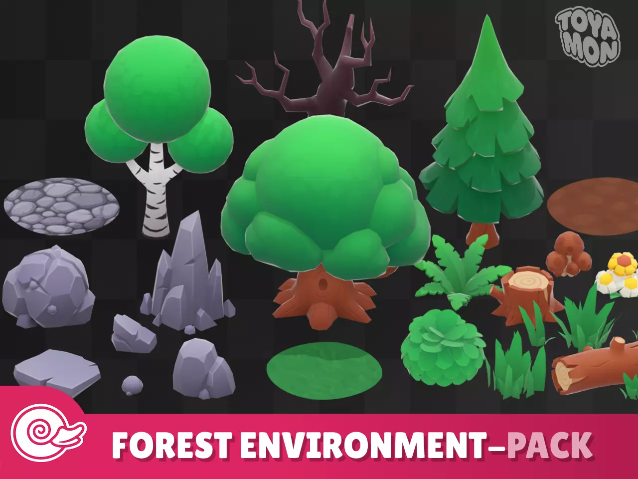 Stylized Forest Environment Pack - Cartoon Low-poly 3D model