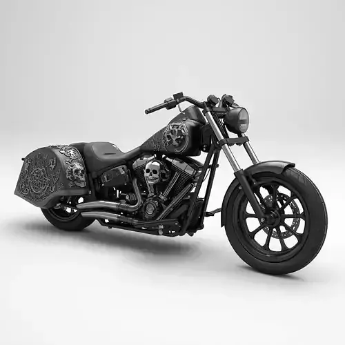 Gothic Horror Coffin Motorcycle 3D Model