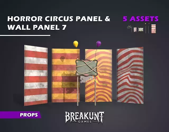 Horror Circus Panel with Wall Panel 7 - 5 assets 