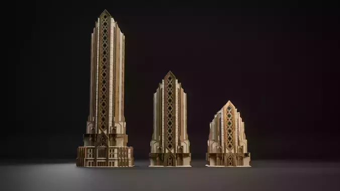 FANTASY ART DECO ARCHITECTURE CLASSIC 02 Low-poly 3D model 3