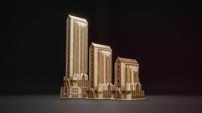 FANTASY ART DECO ARCHITECTURE CLASSIC 02 Low-poly 3D model 4