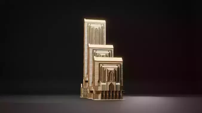 FANTASY ART DECO ARCHITECTURE CLASSIC 02 Low-poly 3D model 5