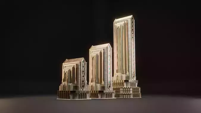 FANTASY ART DECO ARCHITECTURE CLASSIC 02 Low-poly 3D model 6