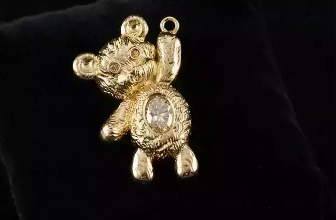 Luxury Teddy Bear Pendant High-Detail Gold Jewelry 3D Model