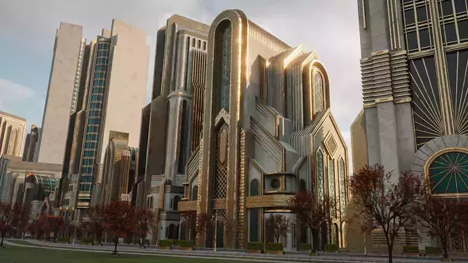 FANTASY ART DECO ARCHITECTURE CLASSIC 03 Low-poly 3D model