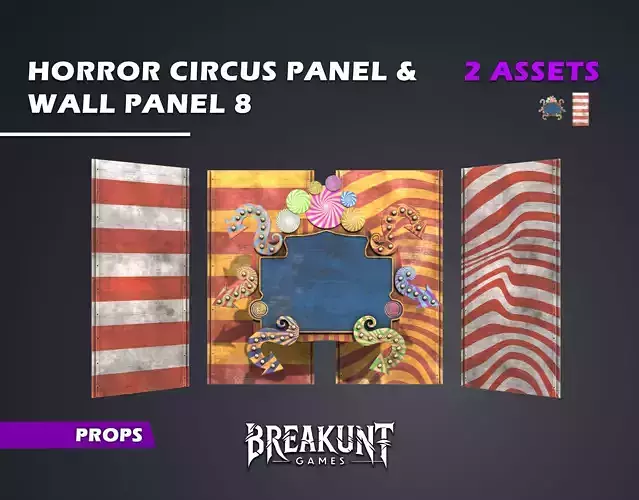 Horror Circus Panel with Wall Panel 8 - 2 assets 