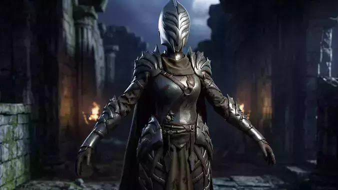 Iron Valkyrie Base Mesh Detailed Rigged Female Knight Quad Topo