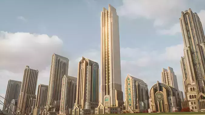 FANTASY ART DECO ARCHITECTURE CLASSIC 05 Low-poly 3D model