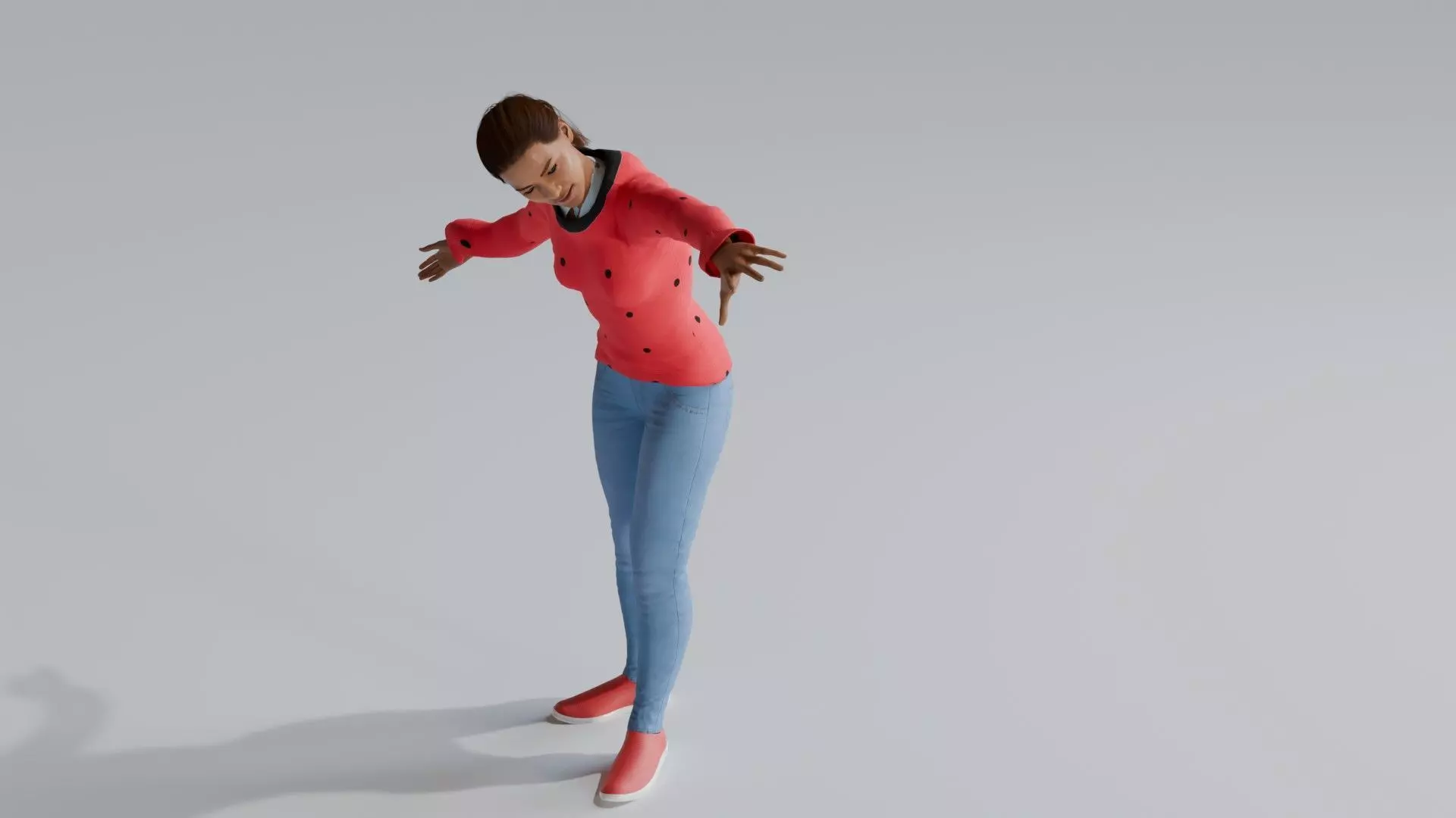 Realistic Asian Female Casual Character 3D Model Free low-poly 3D model