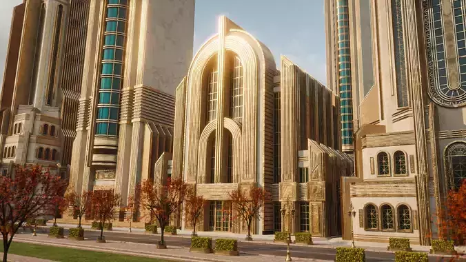 FANTASY ART DECO ARCHITECTURE CLASSIC 06 Low-poly 3D model