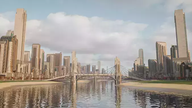 FANTASY ART DECO CITY SCENE WITH ALL THE ASSET