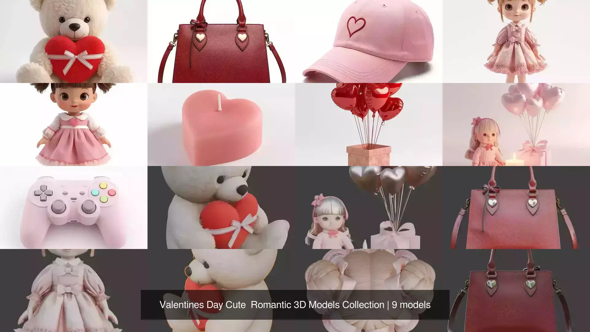 Valentines Day Cute Romantic 3D Models Collection 3D Model Pack