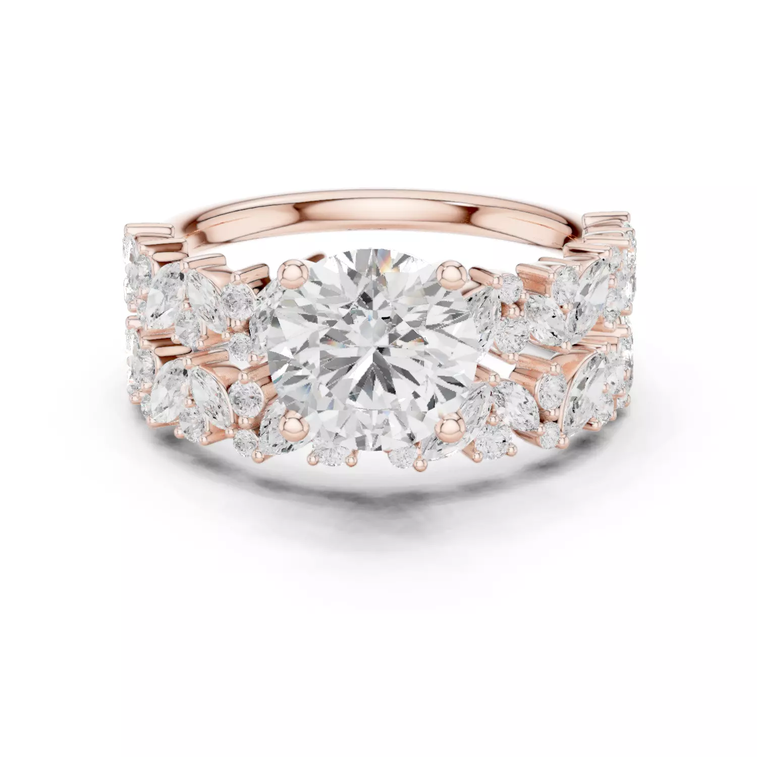 Marquise Bridal Wedding Set Ring 3dm stl renders animation video 3D print model