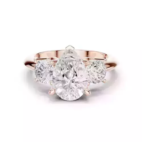 Pear Trio Solitaire Ring 3dm stl renders animation videos