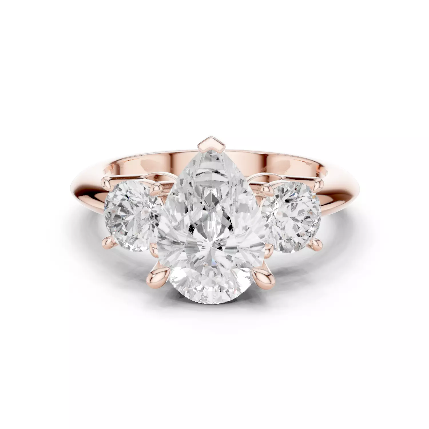 Pear Trio Solitaire Ring 3dm stl renders animation videos 3D print model