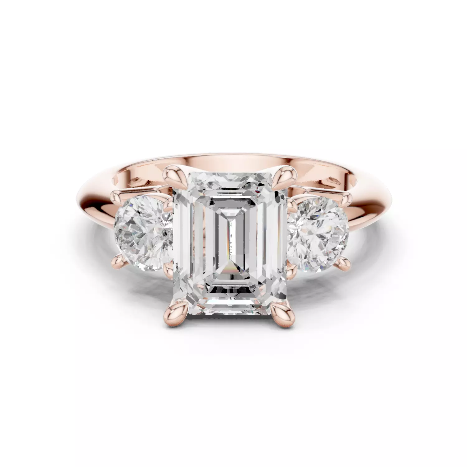 Emerald Trio Solitaire Ring 3dm stl renders animation videos 3D print model