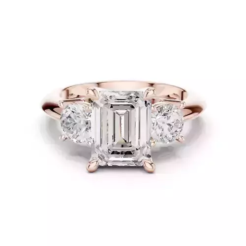 Emerald Trio Solitaire Ring 3dm stl renders animation videos