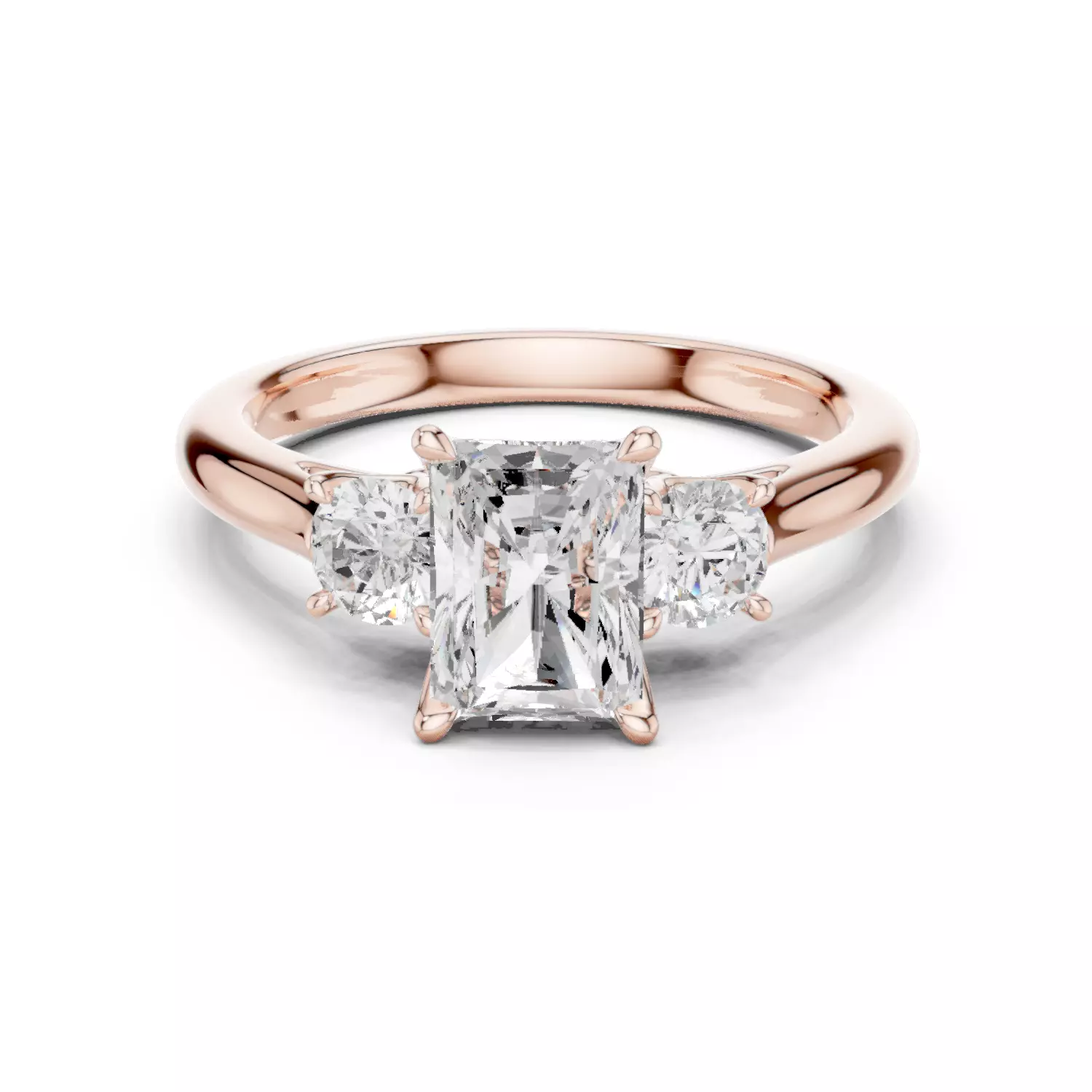 Radiant Trio Solitaire Ring 3dm stl renders animation videos 3D print model