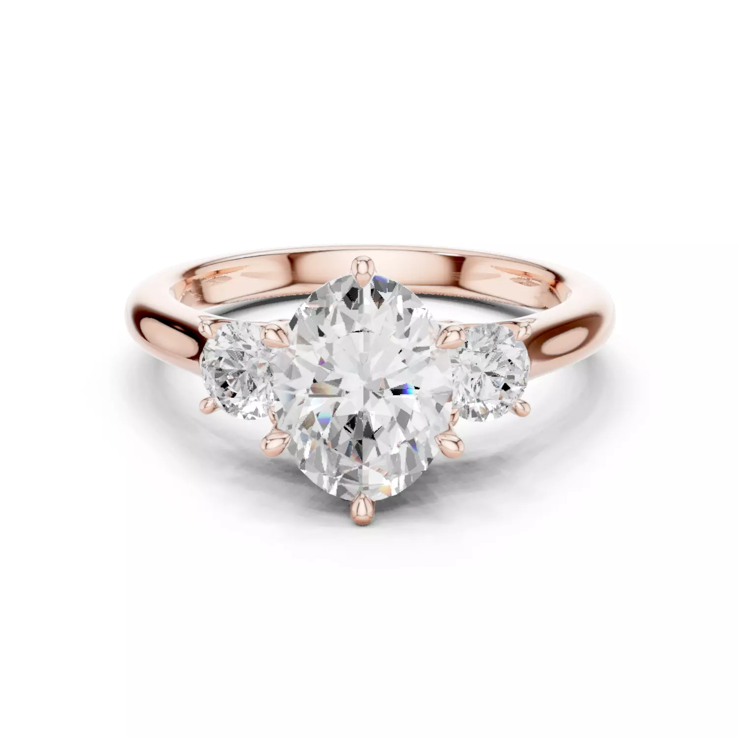 Oval Trio Solitaire Ring 3dm stl renders animation videos 3D print model