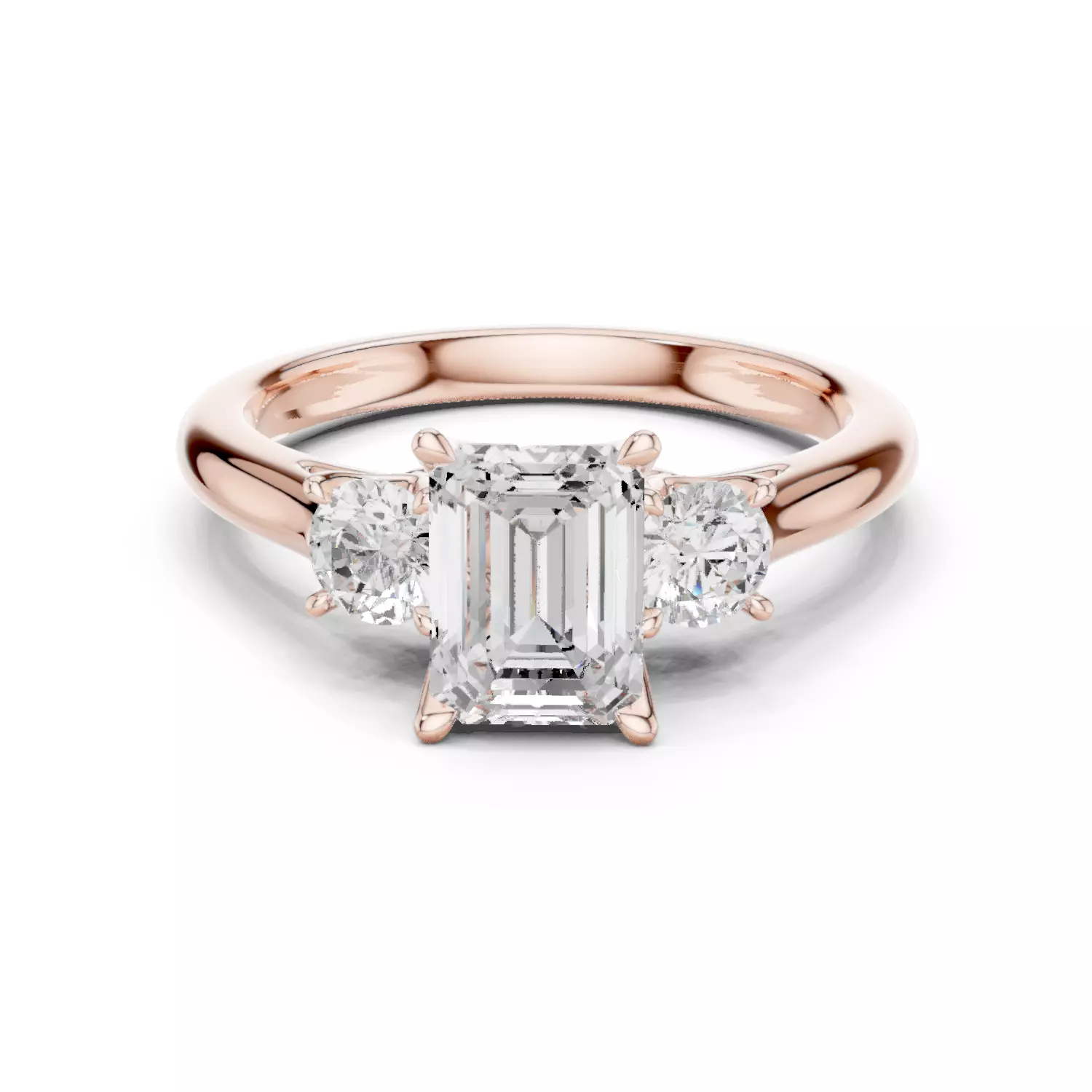 Emerald Trio Solitaire Ring 3dm stl renders animation videos 3D print model