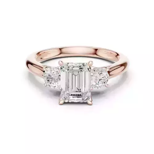 Emerald Trio Solitaire Ring 3dm stl renders animation videos