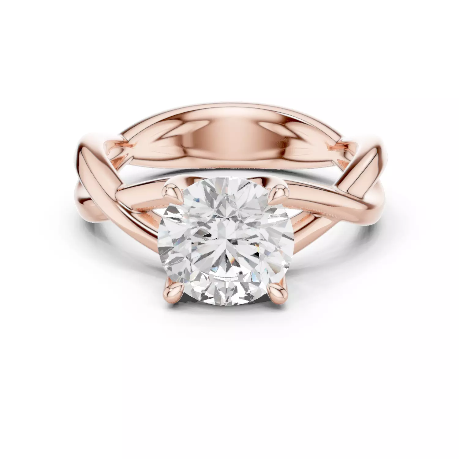 Round Mono Twisted Band Solitaire Ring 3dm stl renders animation 3D print model