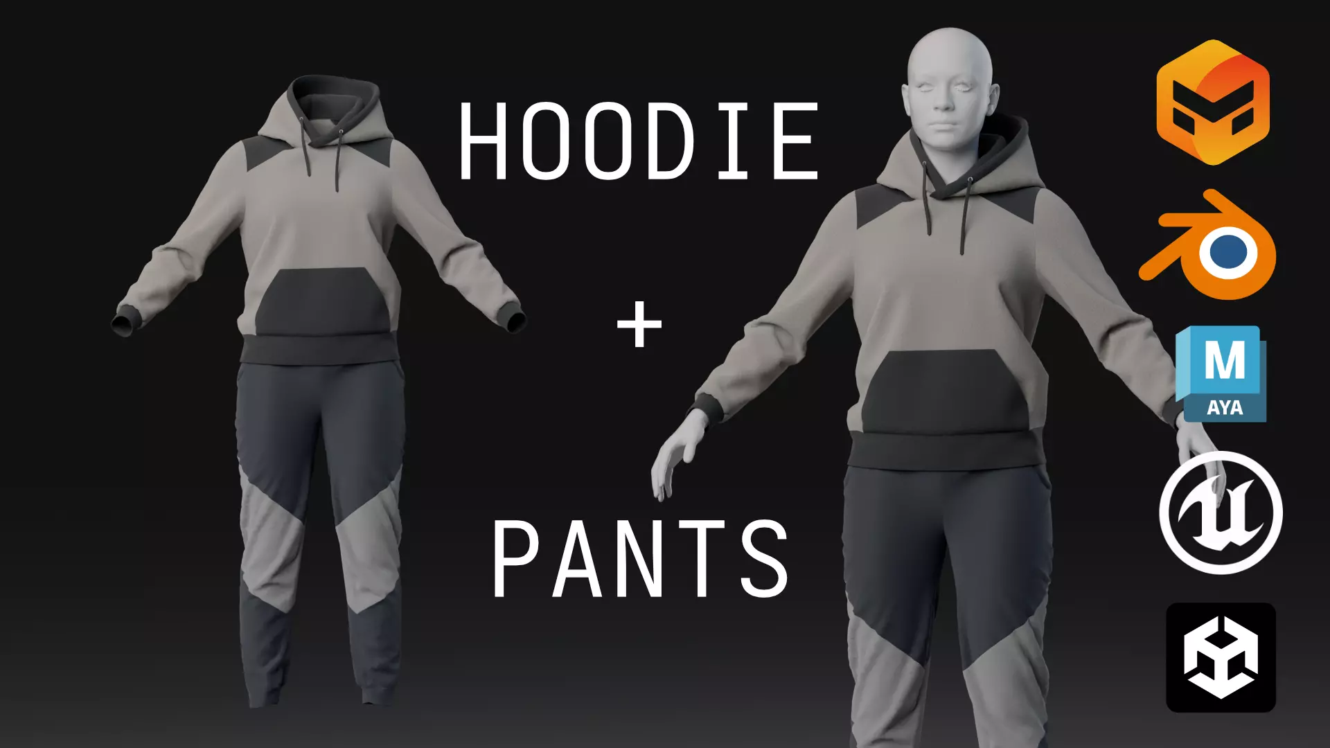 Sportwear Hoodie and Pants - Marvelous Designer Clothes 3D model