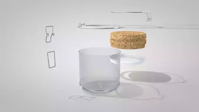 Round glass jars with locking mechanism 3D model 3