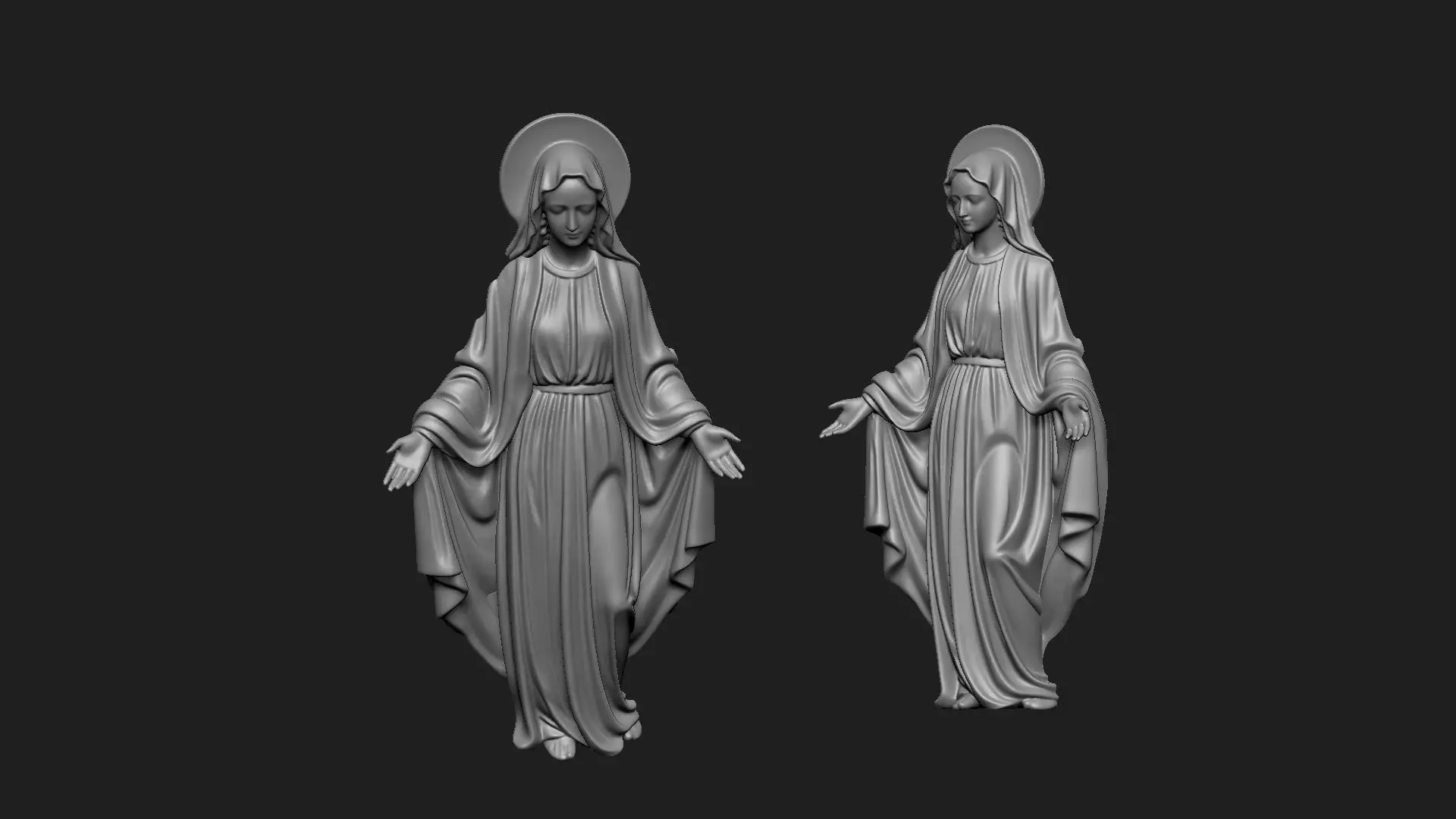 Virgin Mary Statue Relief 3D print model