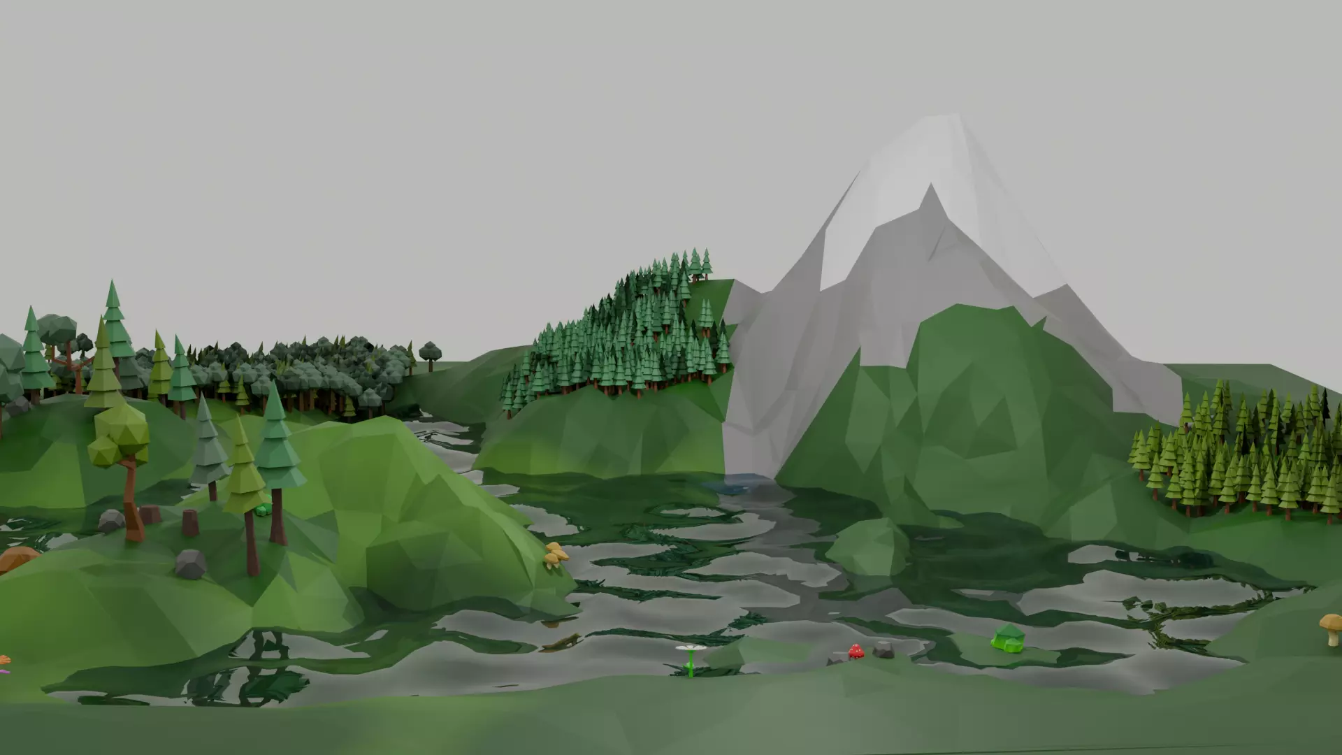 Pine forest low poly Low-poly 3D model