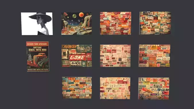 Collection of paintings Low-poly 3D model 6
