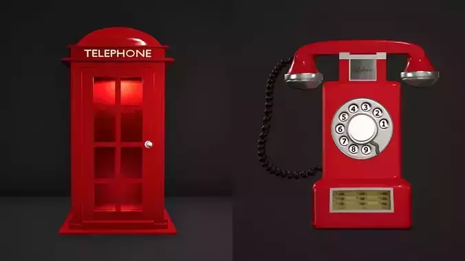Phone booth Low-poly 3D model