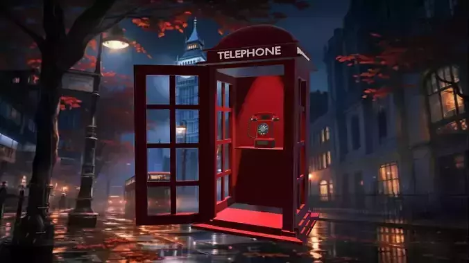 Phone booth Low-poly 3D model 6