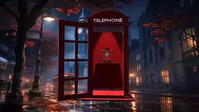 Phone booth Low-poly 3D model 7