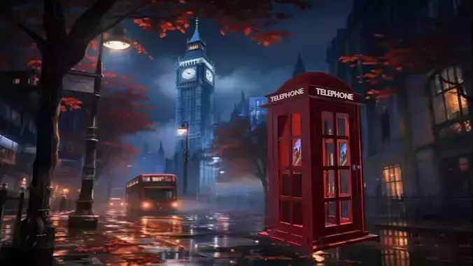 Phone booth Low-poly 3D model 2