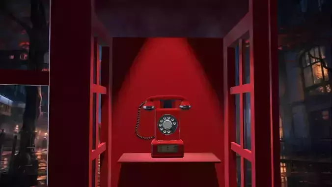 Phone booth Low-poly 3D model 5