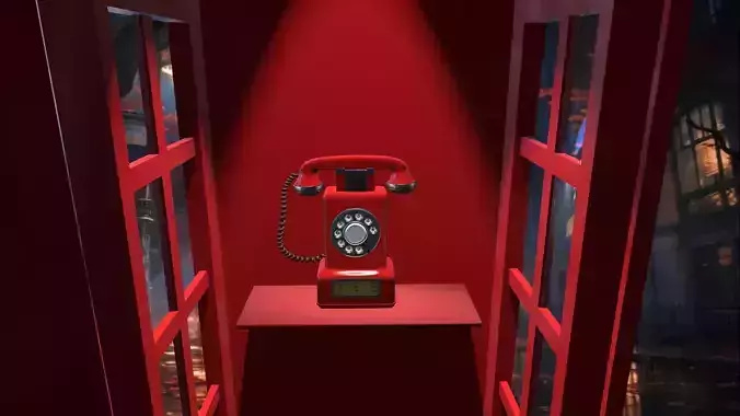 Phone booth Low-poly 3D model 4