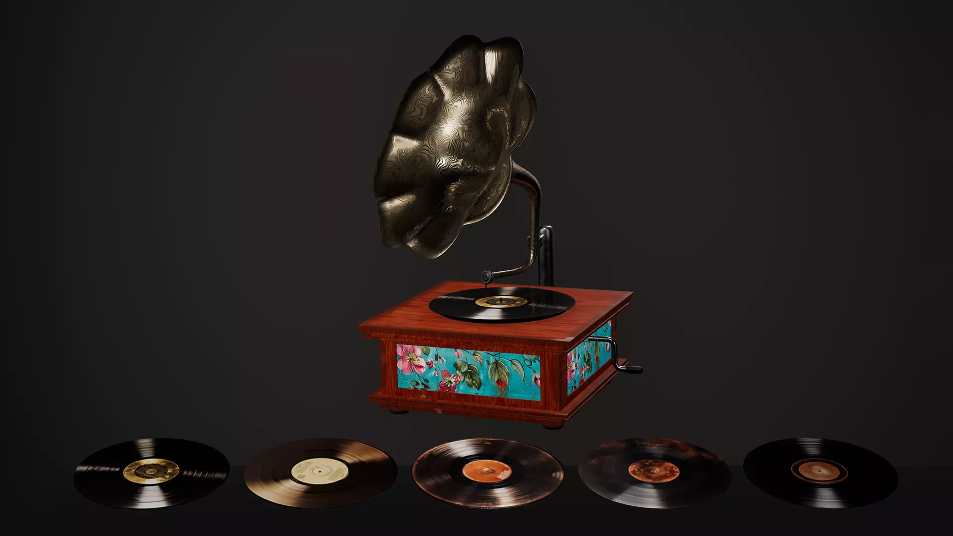 Vintage gramophone Low-poly 3D model