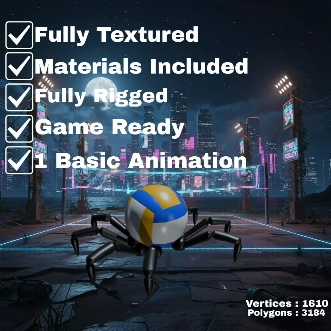 SPIDER VOLLEYBALL GAME READY Low-poly 3D model
