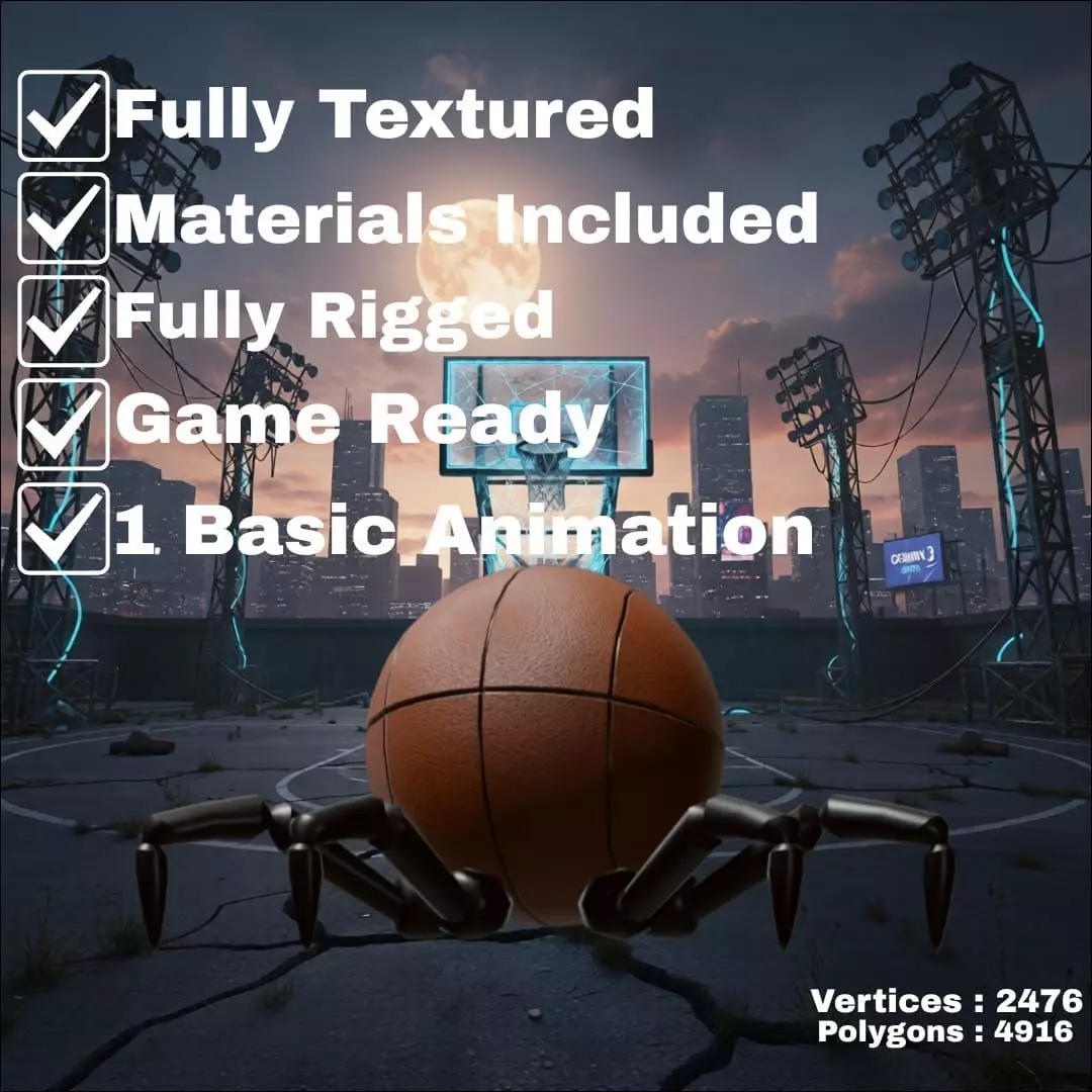 BASKETBALL SPIDER GAME READY Low-poly 3D model